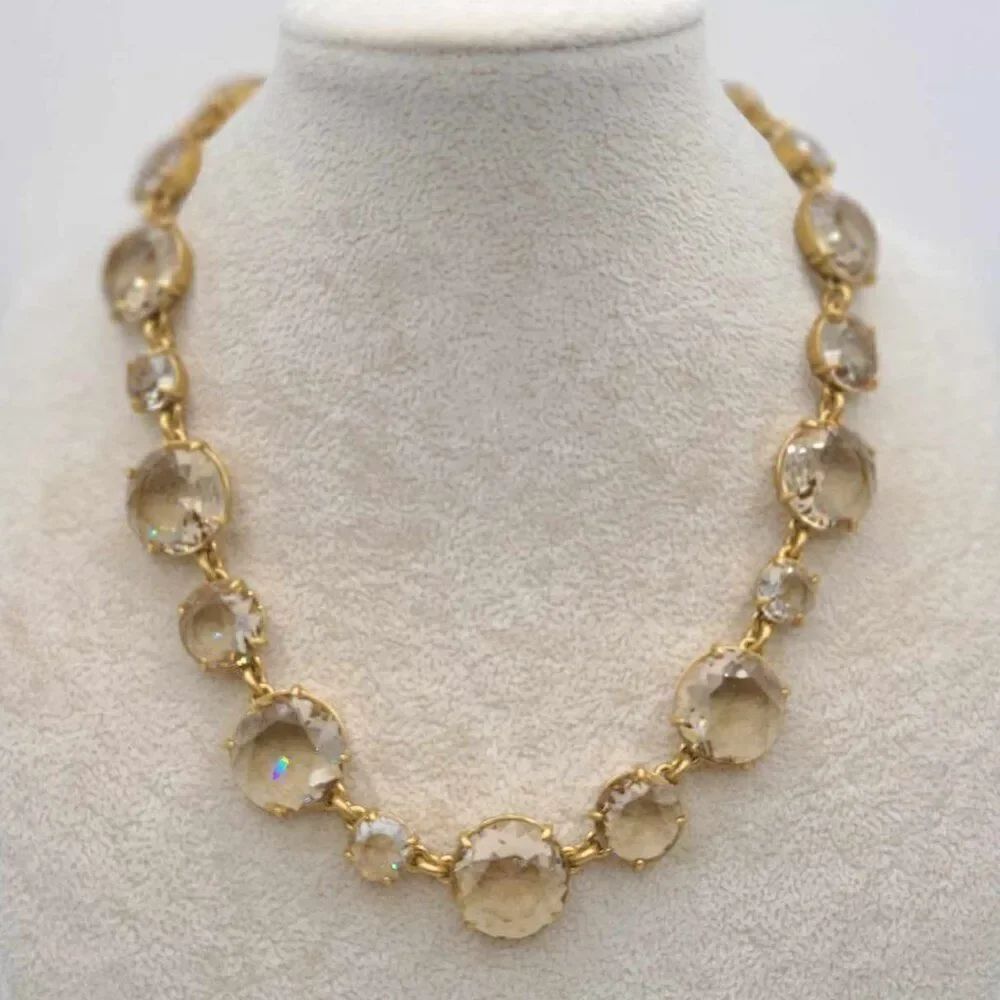 J Crew Large Champaign Round Crystal Statement Necklace